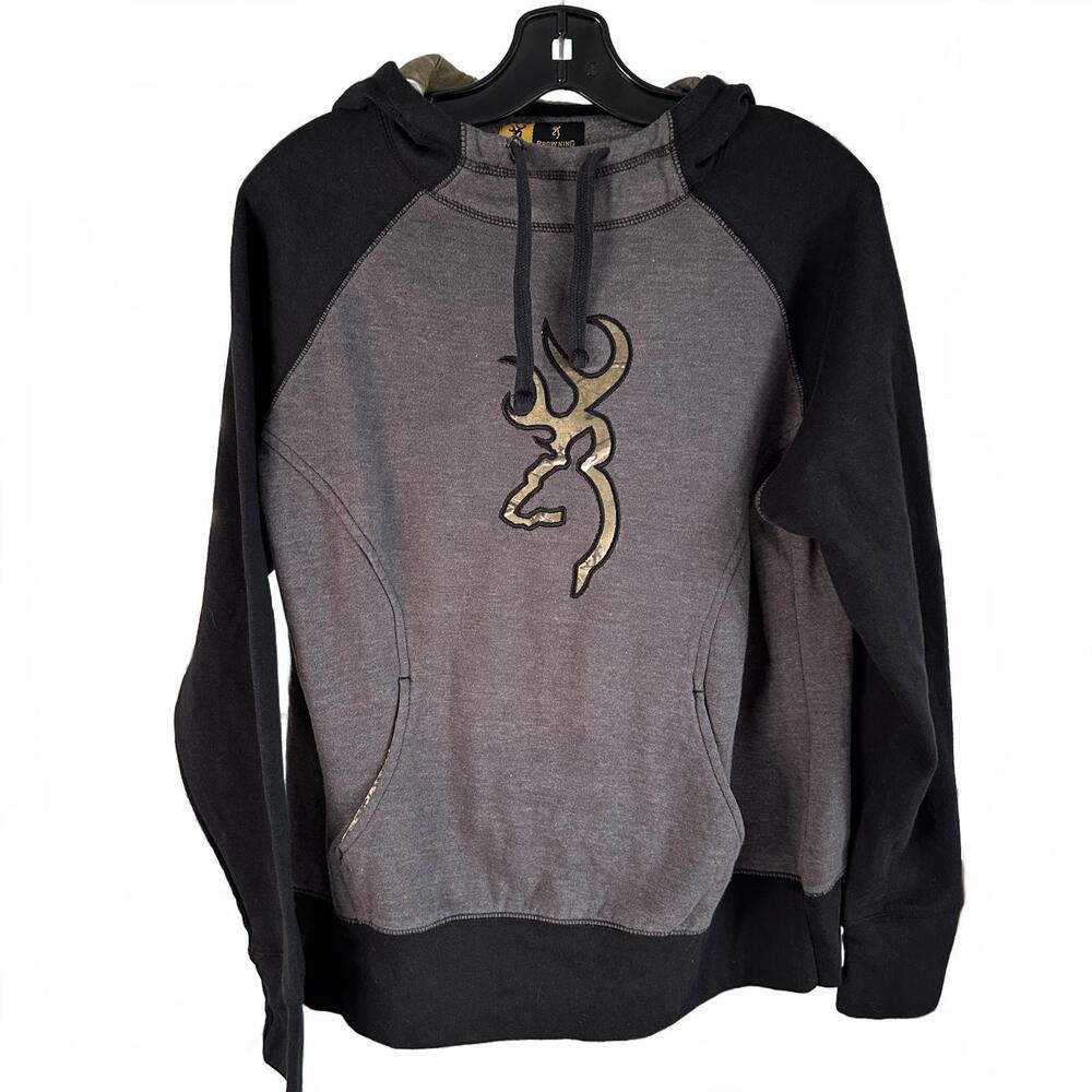 Browning Men's Black & Grey Hoodie Embroided Logo- XL